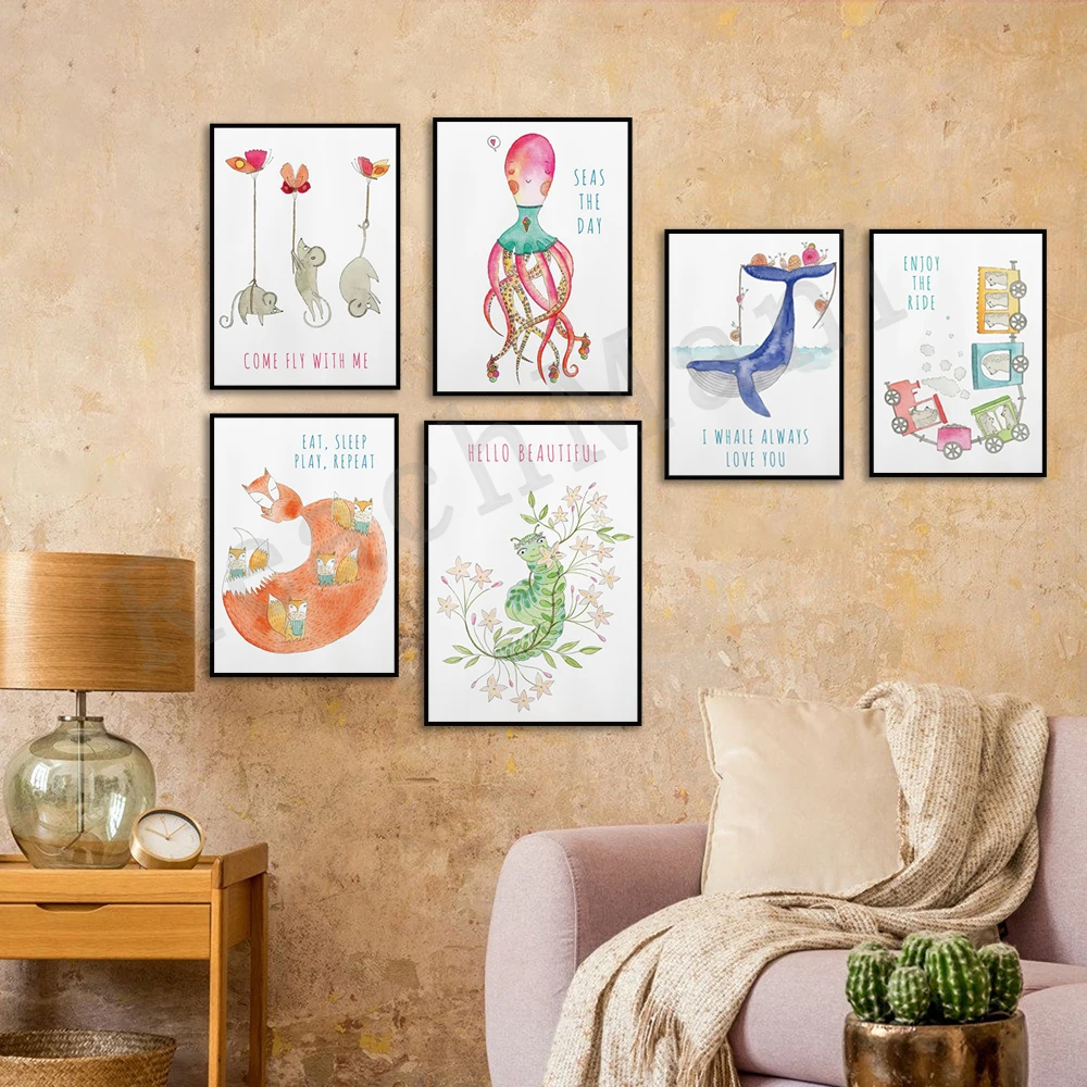 Kids Poster Animals Print Nurs - Baby Nursery Mirror 评论和价格