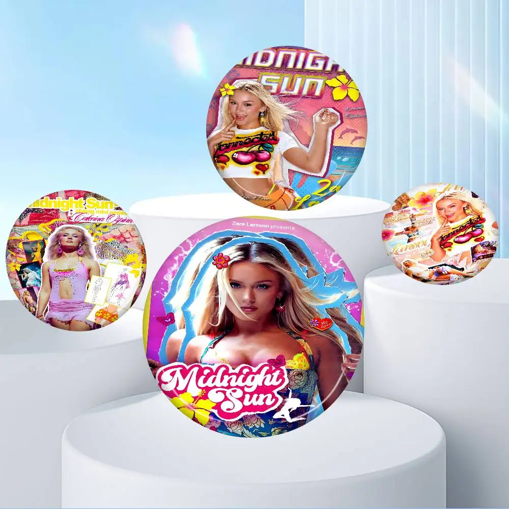 Singer Zara Larsson Midnight Sun Anime Creative Pins Funny Round Brooch Badge Backpack Hat Accessories Jewelry Gifts For Friend