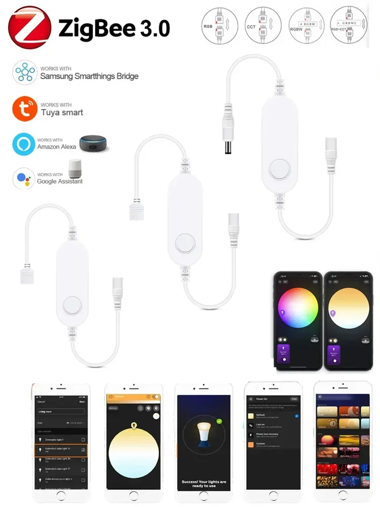Zigbee 3.0 contrôleur LED intelligent DC5V 12V 24V variateur couleur unique CCT RGB RGBW RGBCCT bande LED pour Tuya Alexa SmartThings 2mqtt