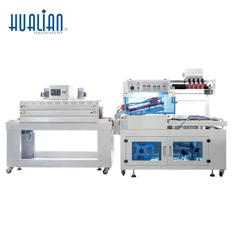BSF-5640LG/E+BS-4522 Hualian Semi Automatic Plastic Pof Film Heat Tunnel Shrink Wrapping Machine for Cosmetics Manufacturer