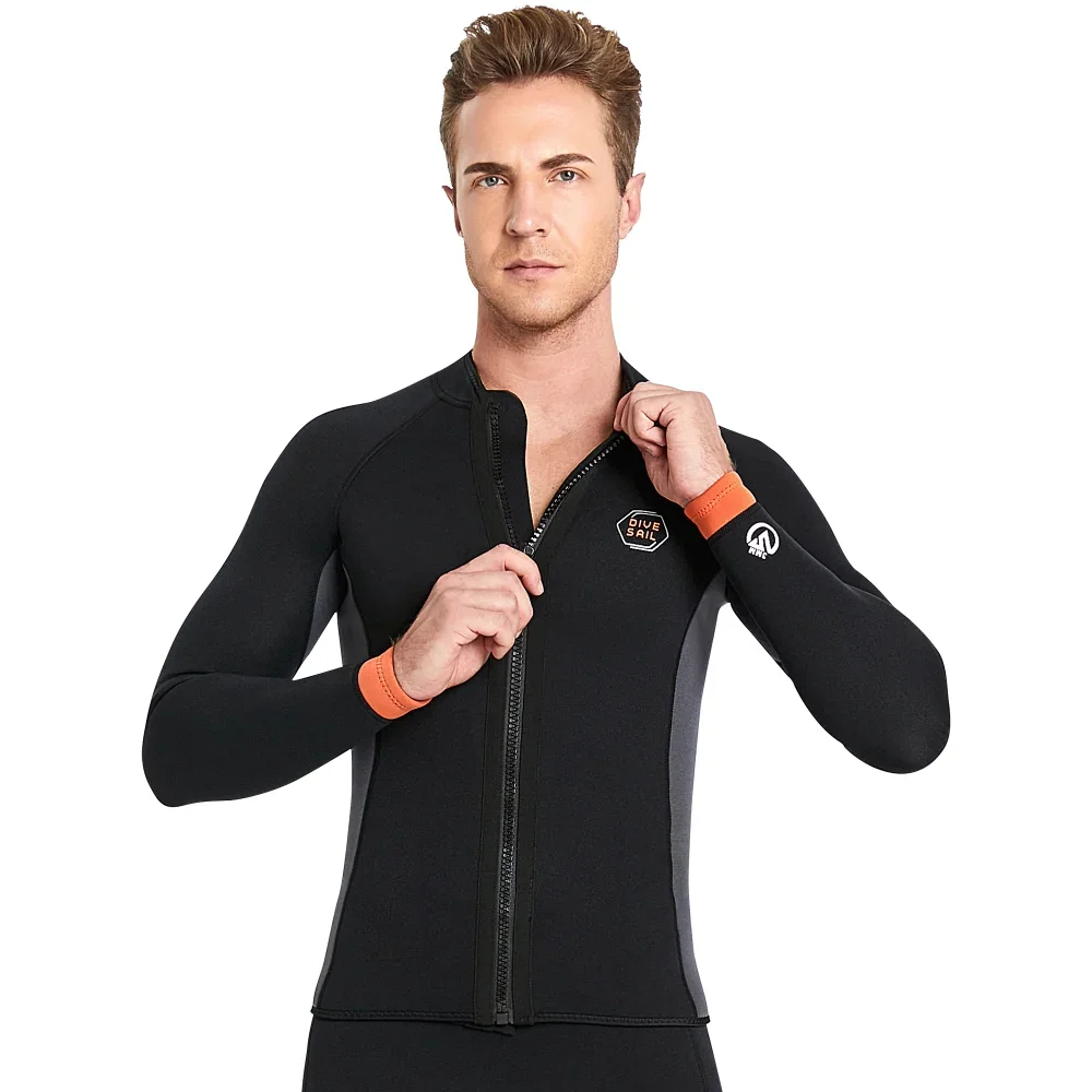 3mm Neoprene Men Diving Suit Coat Adult Womens Long Sleeve Diving Tops Jacket With Zipper Dive Swim Surfing Snorkeling Suit