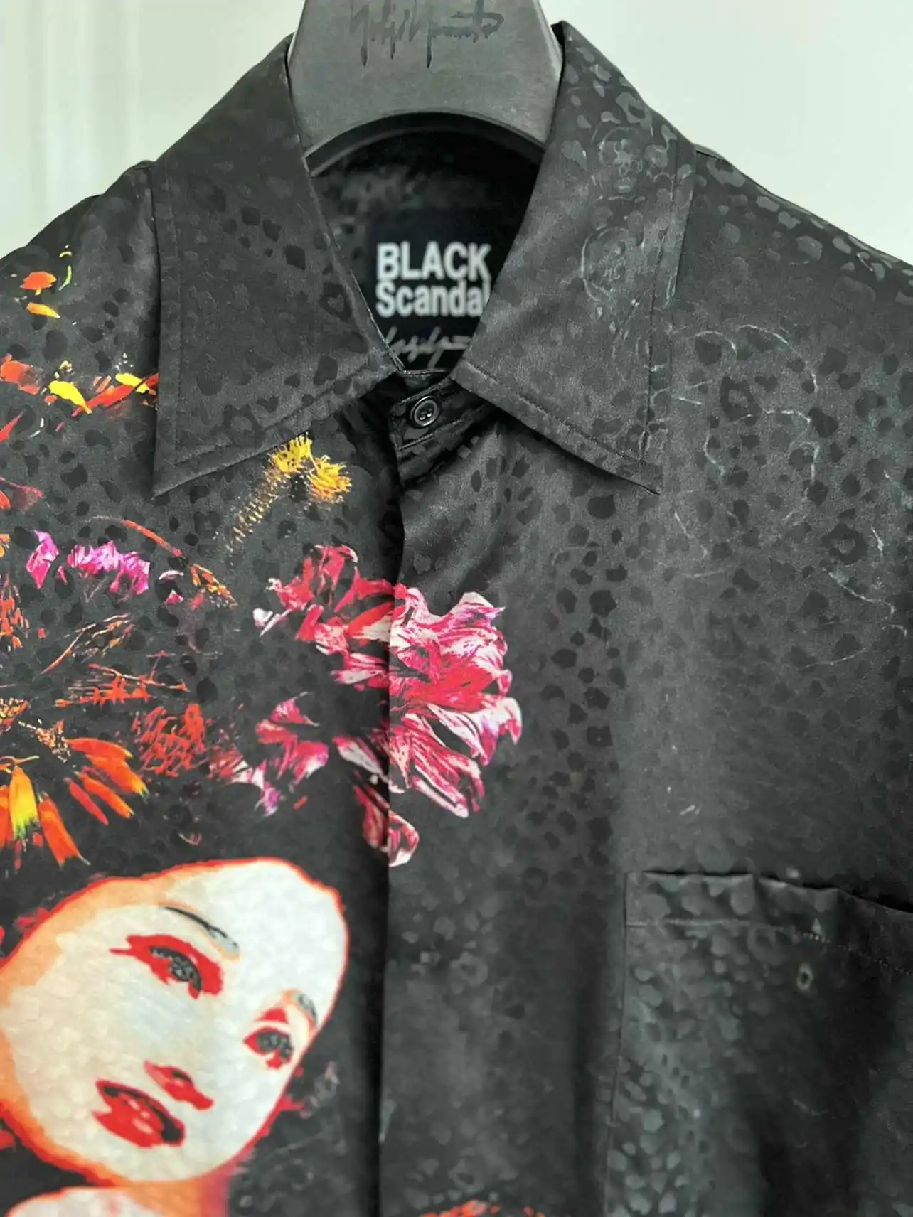 TOP-YAMAMOTO Original Design Ye Huimei Totem Print Leopard Print Mulberry Silk Shirt for men