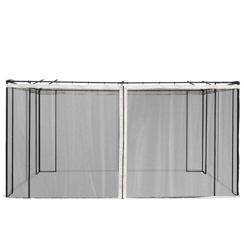 Outsunny 10' x 13' Cream Mesh Sidewall Netting for Patio Gazebos & Canopy Tents with Zippers