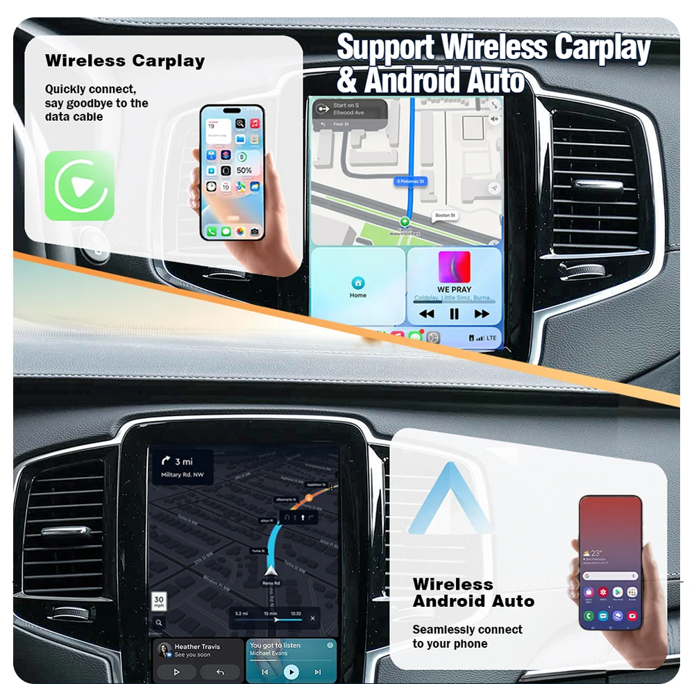 AUTOTOP Android Auto Interface-Adapter für Volvo V60 V90 S60 XC40 XC60 XC90 S90 2017-2022 Vollbild Drahtlose CarPlay Box – Detail 7