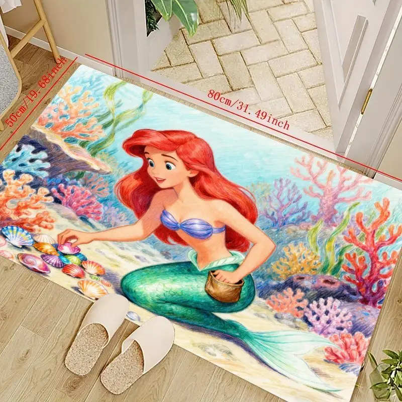 1 Stück Meerjungfrau-Unterwasser-Weltraumteppich für Wohnzimmer, Schlafzimmer, lebendiges Korallenriff-Design, weiche, rutschfeste Bodenmatte, ideal f