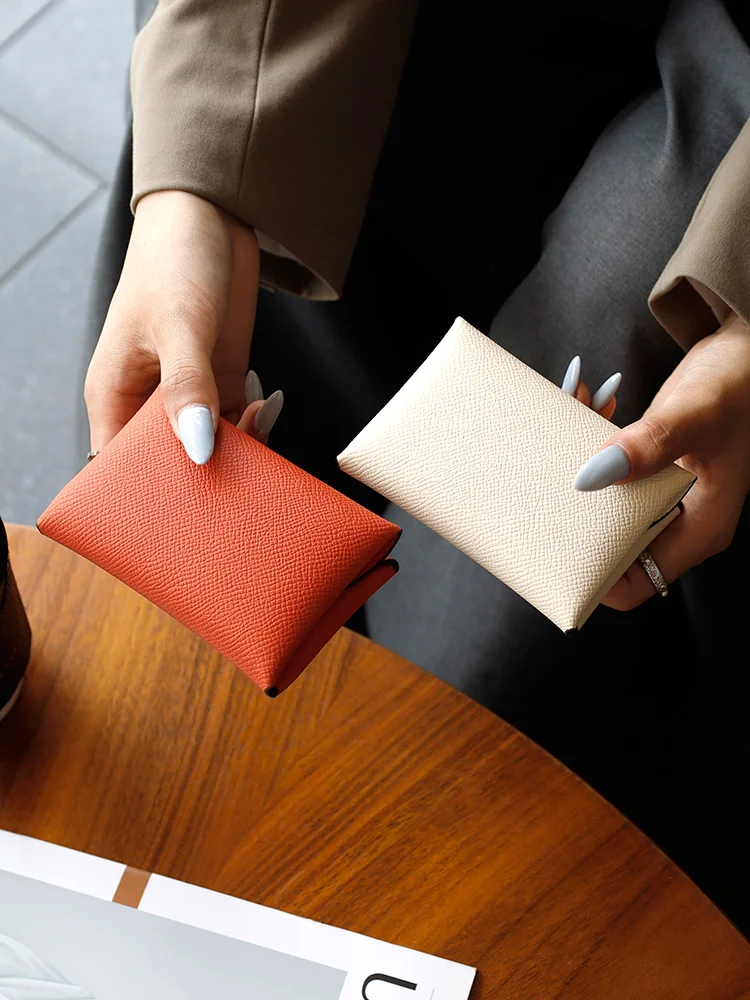 New Quality Leather Coin Purse Women's Small Buckle Document Storage Bag Palm Print Coin Wallet Elegant Stylish Compact Size