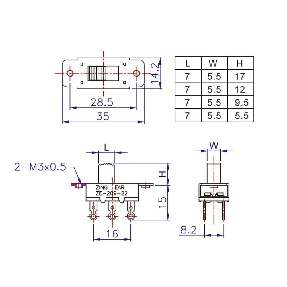 E-209-22 6Pin Toggle Switch with Wire Replaces SL13B for Ceiling Fan 3A 250VAC/6A 125VAC Double Pole/Throw Slide Transfer Switch