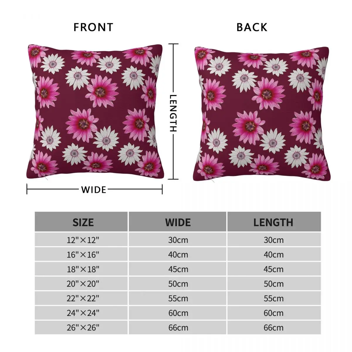 Pink Daisy Flower Square Pillowcase Polyester Linen Velvet Creative Zip Decor Pillow Case Car Cushion Case 18