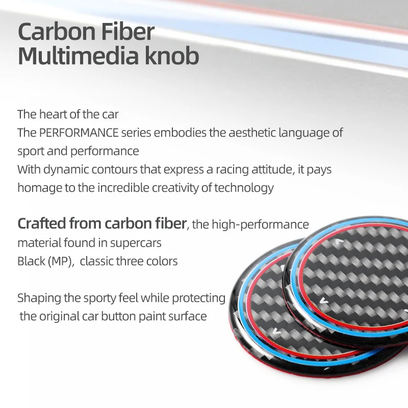 For BMW F10 E60 F30 F20 G20 E90 F25 G01 E39 X3 X4 X5 X6 Z4 Carbon Fiber Multimedia Knob Trim Sticker Car Interior Accessories