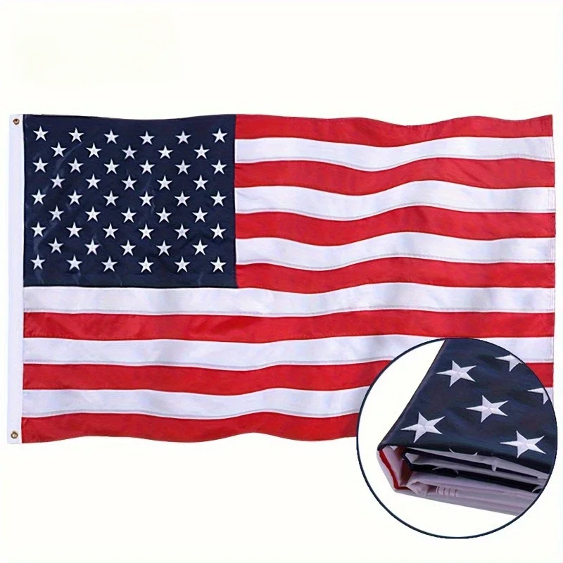 Multiple Sizes American Flag - American Heavy Duty Nylon American Flag Embroidered with Stars, Sewn Stripes and Brass Rings