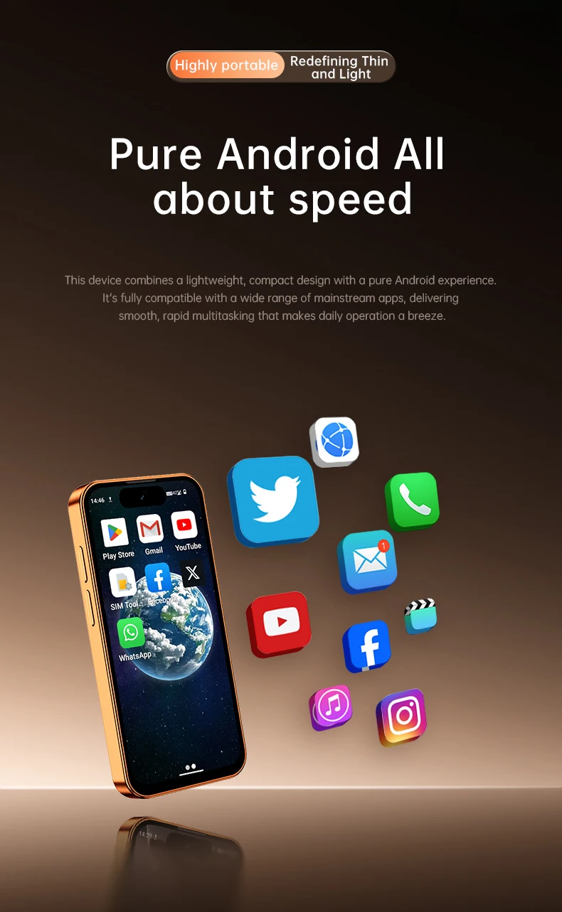 SOYES New XS19 Pro Mini Smartphone 3.88in 2GB RAM 16GB ROM Dual SIM Standby 2000mAh 4G LTE 8-core Android 12 Small Phone