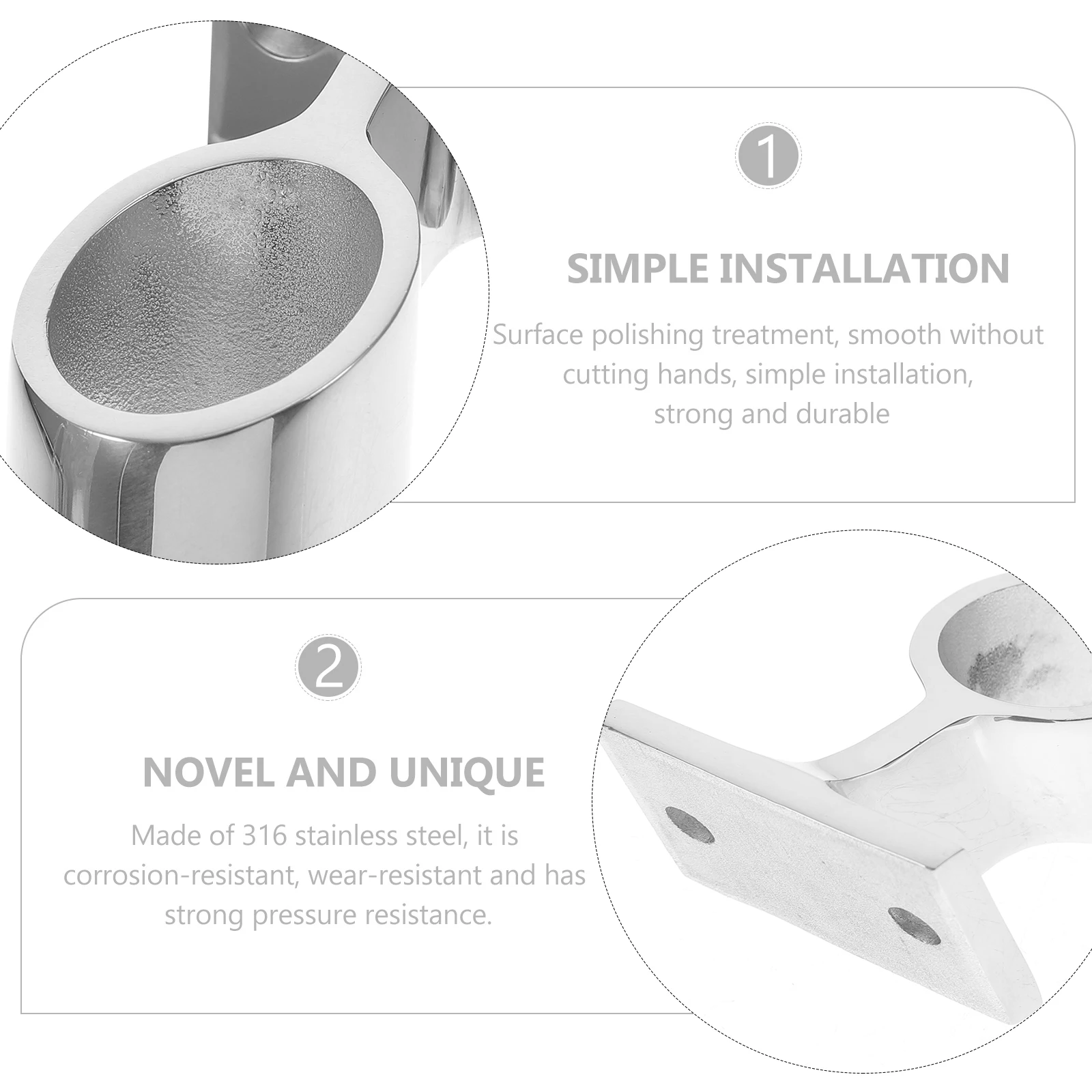 Stainless Steel Marine Handrail Base 22MM Boat Brackets Fitting Railing Deck Railings Parts Accessories Construction Facility