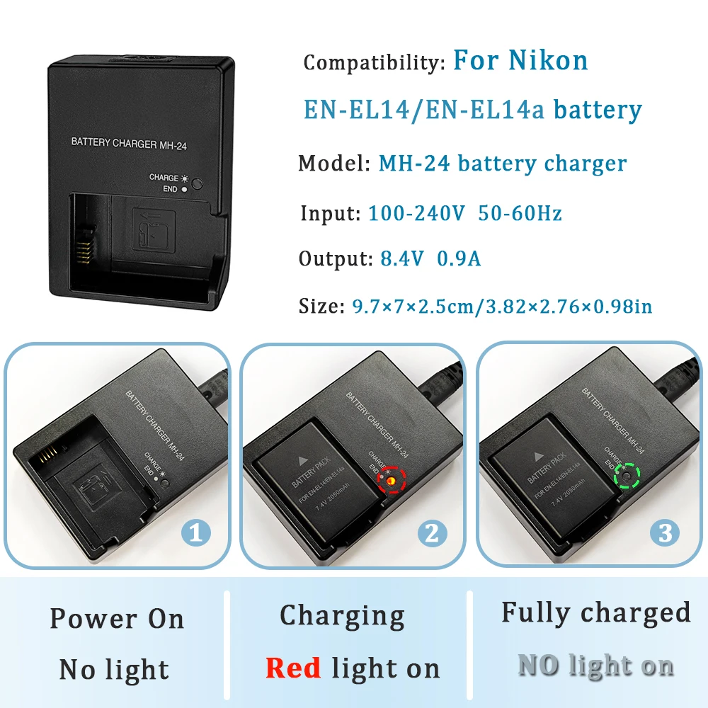 MH-24 バッテリー充電器 ニコン EN-EL14/EN- - Nikon Camera D3500 のレビューと価格