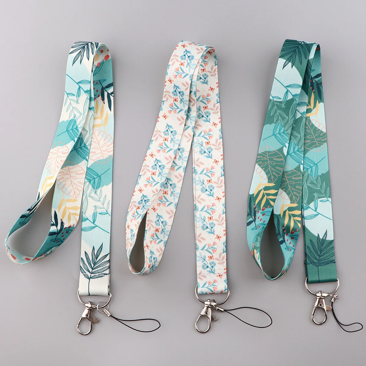 Vintage Plant Flowers Cute Green Leaves Lanyard Neck Strap for Key ID Card Cellphone Straps Badge Holder DIY Hanging Rope