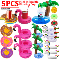 5-1PC Floating Cup Inflatable Flamingo unicorn Drinks Cup Holder Pool Float Bar Coasters Floatation Devices Pink Toy Drink Holde