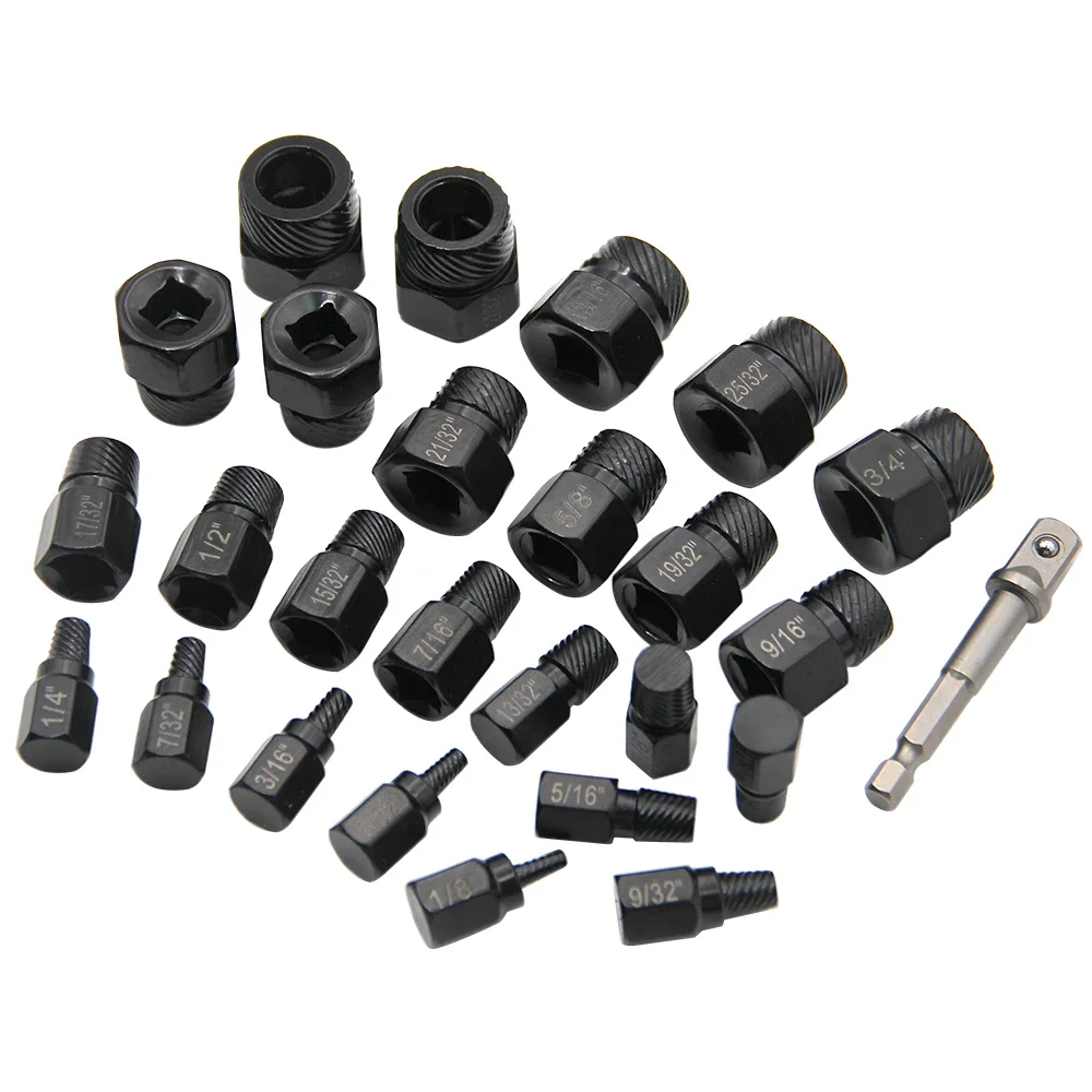 26 Pcs Screw Bolt Extractor Drill Bit Stud Slip Teeth Stripped Broken Remover Screw Extractor Power Tools Drill Bits