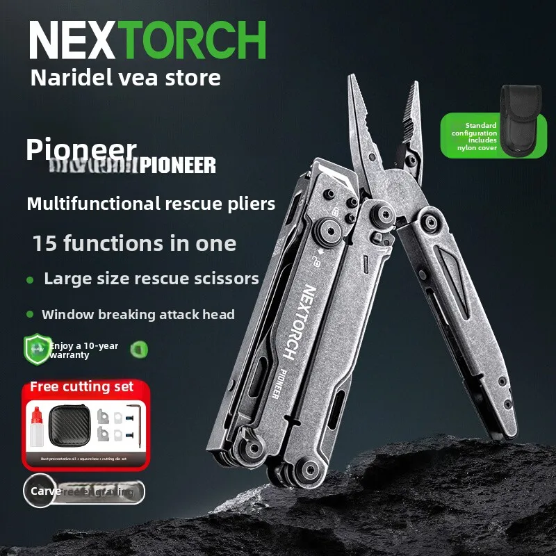 NEXTORCH Pioneer MT20 Multitool,15-in-1 Folding Pliers with Rescue Shears,Outdoor EDC Survival Tactical Multi Tool