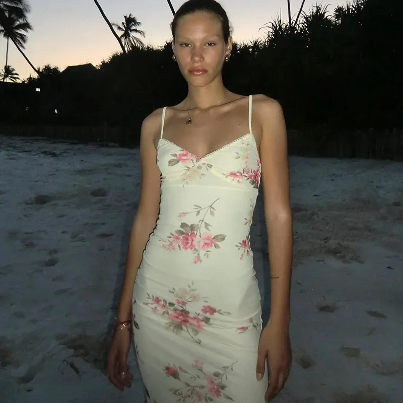 Lunaria – vêtements Sexy Y2K, imprimé Floral, sans manches, dos nu, moulante, Maxi, pour femmes, tenue élégante pour fête d'anniversaire en Club, 2023