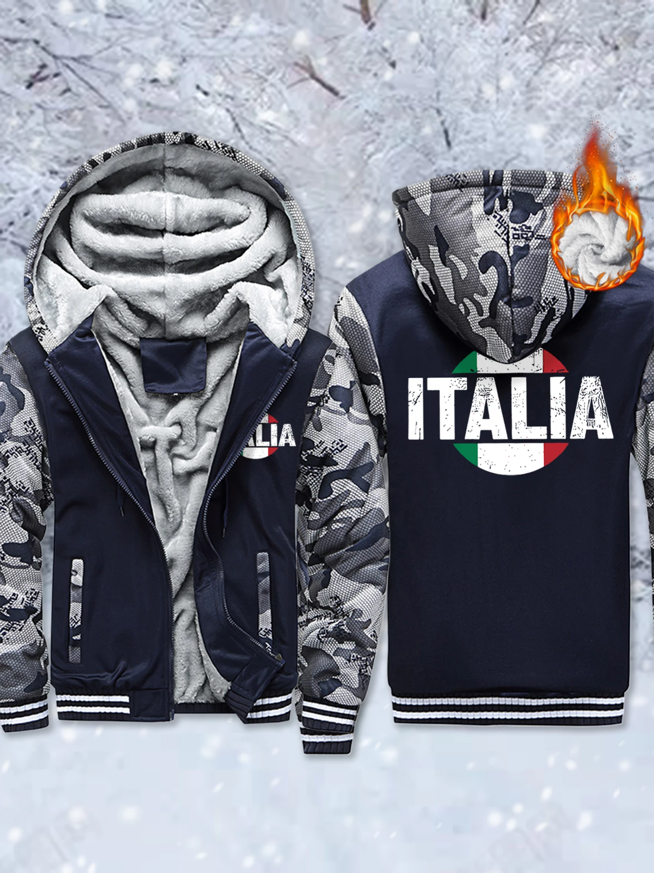 

Italia Letter Creativity Флисовые утепленные куртки мужские мягкие теплые толстовки с капюшоном зимняя удобная верхняя одежда на молнии с карманами Veste повседневные топы