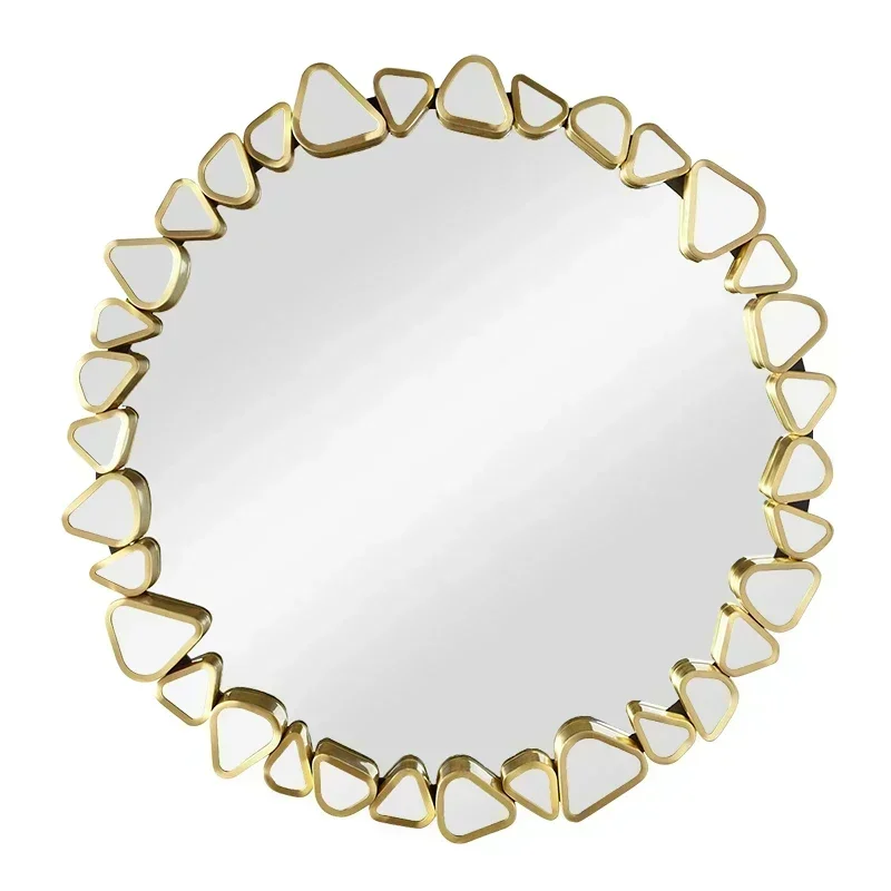 Led Lighted Makeup Mirror Bathroom Art Decor Round Dressing Table Wall Mirror Modern Metal Design Decorating Room