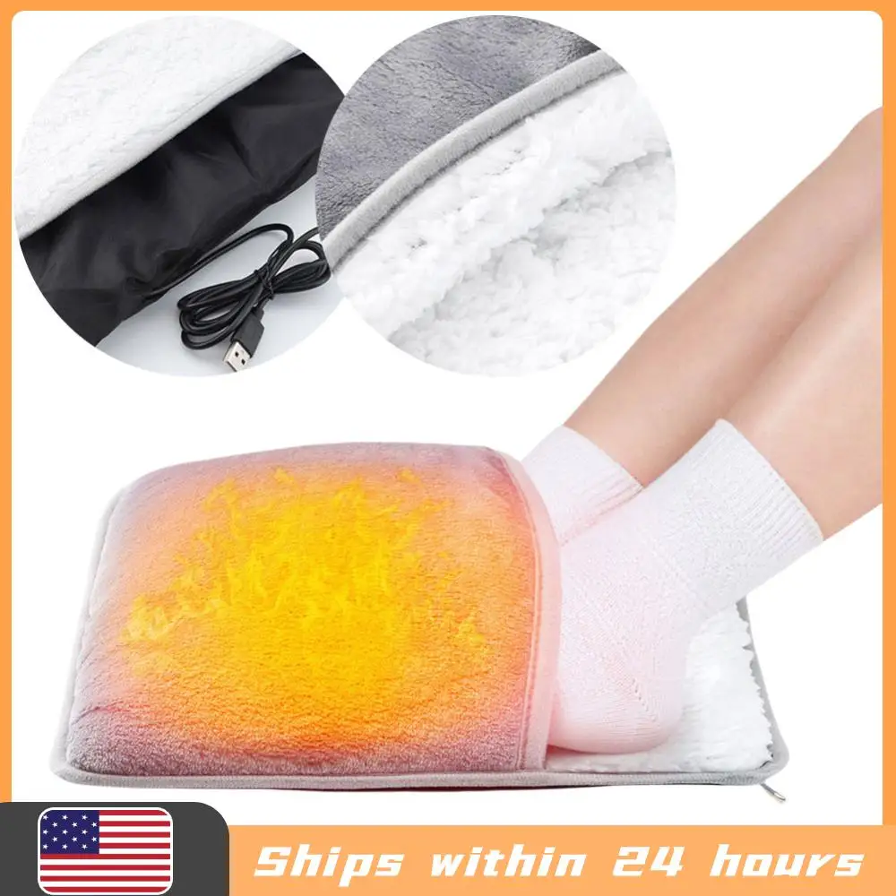 

Зимние электрические грелки для ног с USB-подогревом, мягкие плюшевые термоодеяла, тапочки с подогревом для дома и офиса