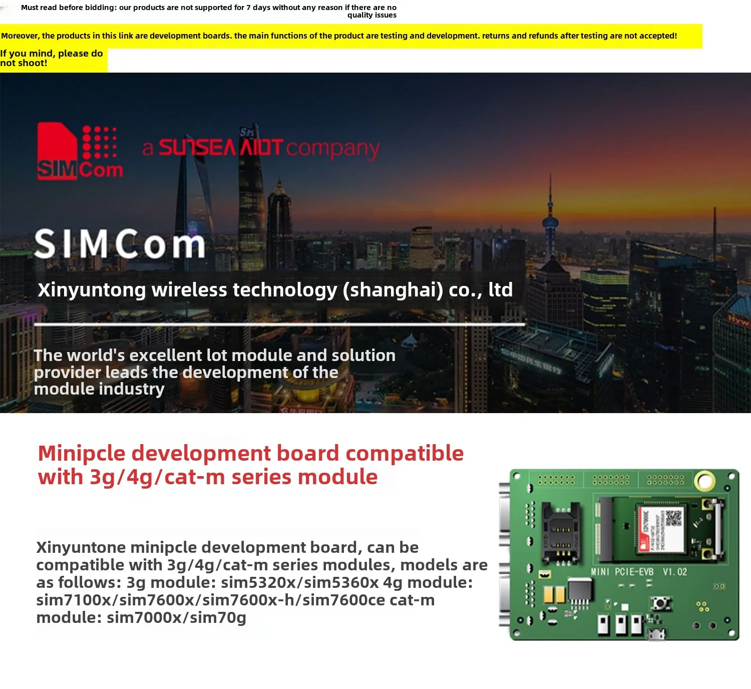 Compatibilità SIMCom 3G/4G/CAT-M MINI PCIE Scheda di sviluppo universale Accessori per antenna di posizionamento PCIE-EVB, PCIEA-EVB