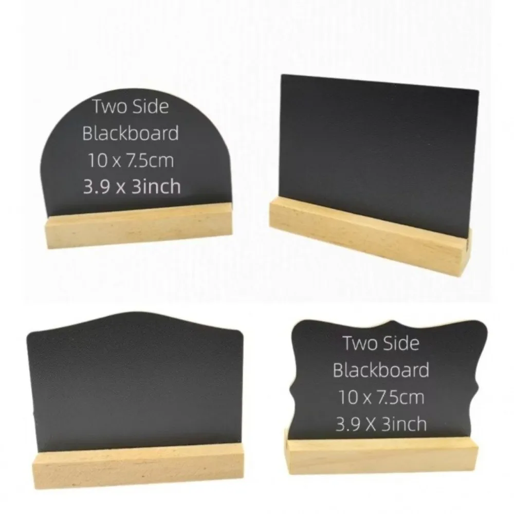 10Pcs/Set Portable Mini Double-Sided Blackboards DIY Reusable Wooden Message Board with Bracket Vintage Memo Board
