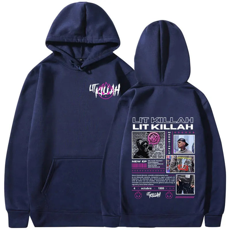 Rapper Lit Killah Album Hoodies Tour Merch Long Sleeve Pullovers Men Women Clothing Casual Oversized Sweatshirts Coat Streetwear