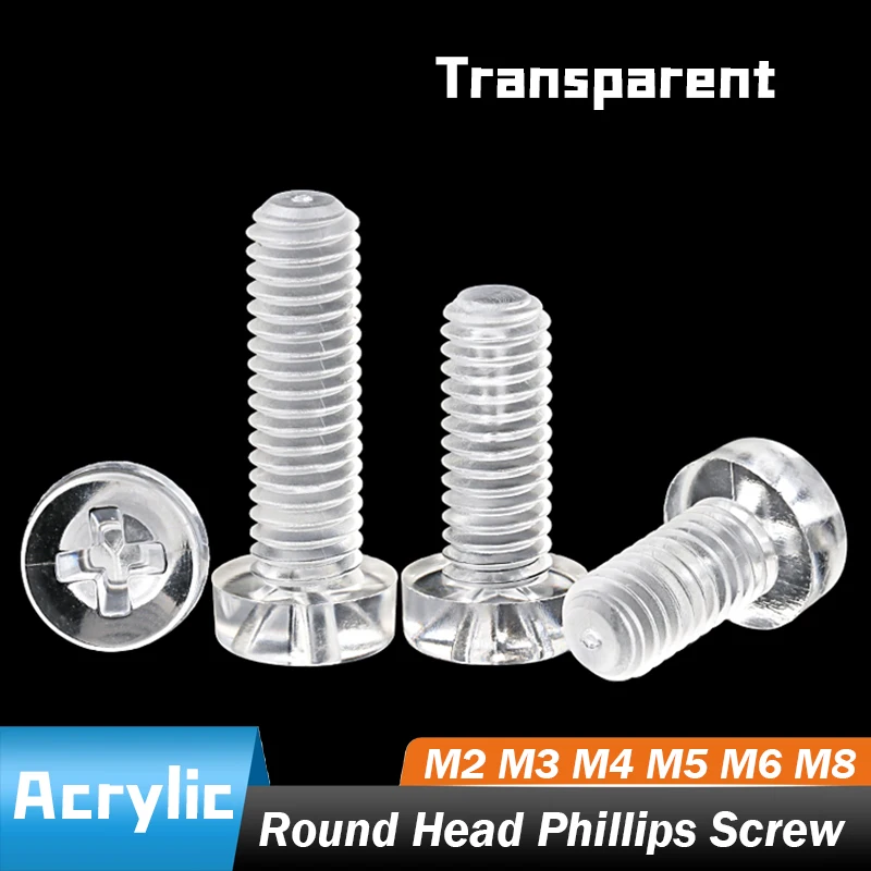 

Transparent Pc Round Phillips Screw M2 ~ M8 Plastic Acrylic Insulated Fixing Nylon Screws