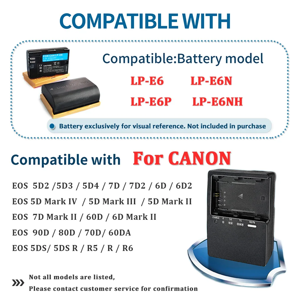 LC-E6E LC-E6 Charger For Canon LP-E6 LP-E6N Battery EOS 70D 60D 5D Mark III 5D Mark 6D 6D MARK II 60D 80D 7D MARK IILC-E6E LC-E6