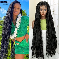 Super Long 36 Inches Synthetic Full Lace Dreadlock Box Braided Wigs for Afro Black Women Black Knotless Braiding Wigs