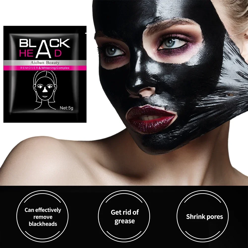 Mascarilla facial de carbón activado para eliminar puntos negros, mascarilla facial de membrana Nasal, tratamiento para el acné, máscara negra para el cuidado de la piel