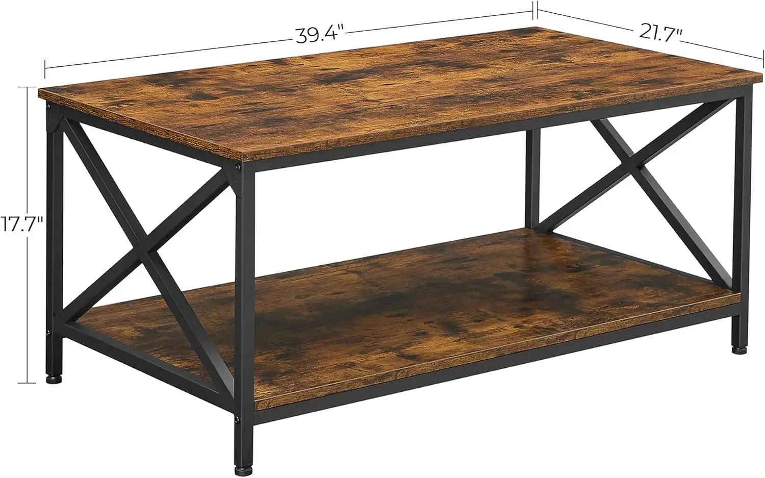 Vasagle Coffee Table, Cocktail Table With Storage Shelf And X-Shape Steel Frame, Industrial Farmhouse Style, 39.4 X 21.7 X 17.7