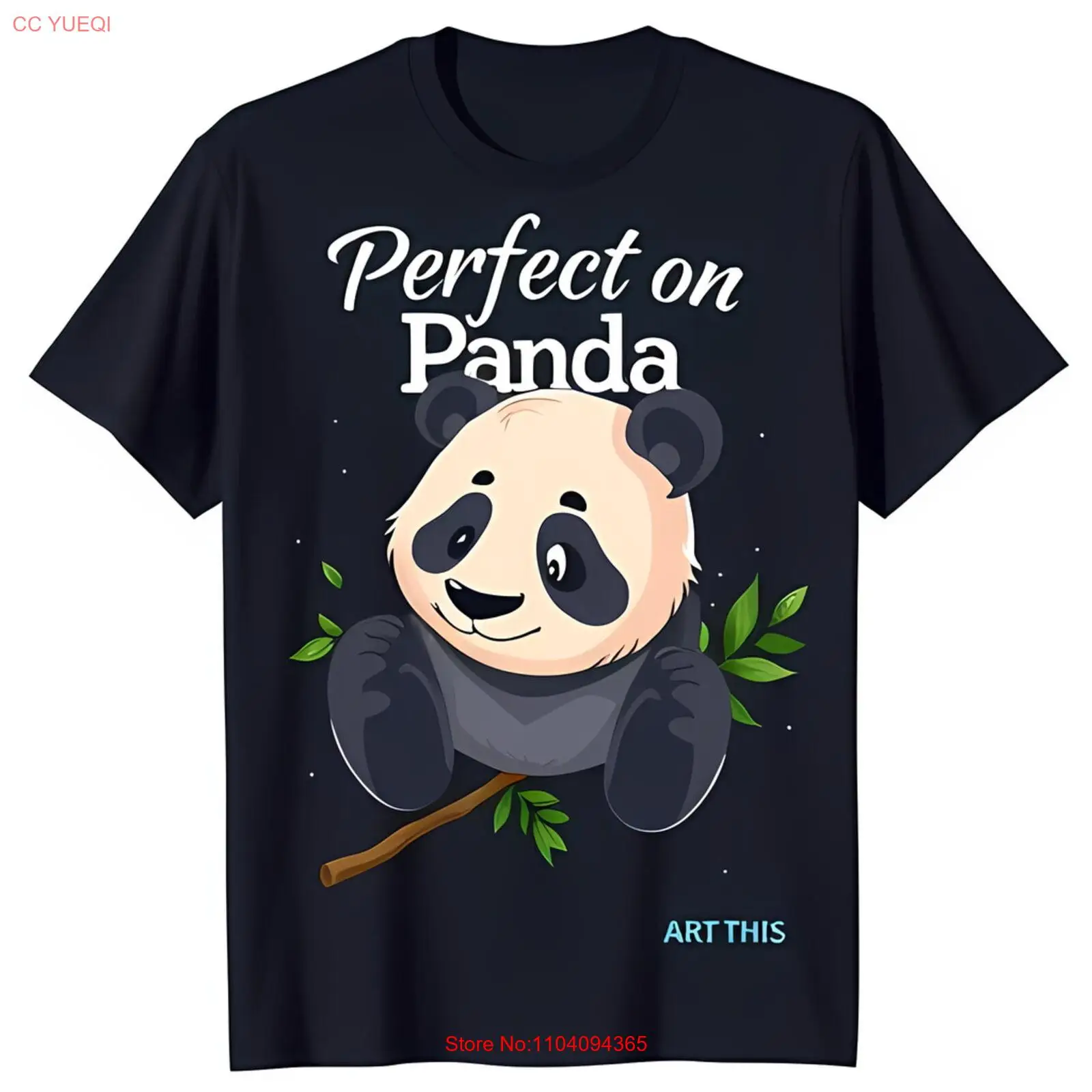 

Черная футболка с рисунком медведя счастливой мультяшной панды на тексте панды