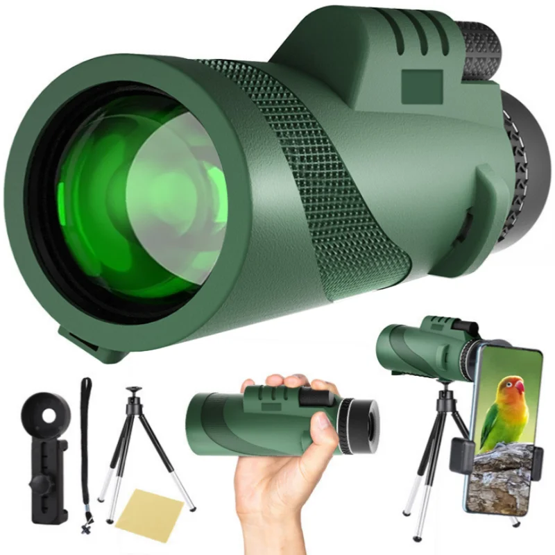 Portable Powerful 40x60 HD Monocular Telescope Long Range Zoom With Tripod Phone Clip For Outdoor Hunting Camping Tourism