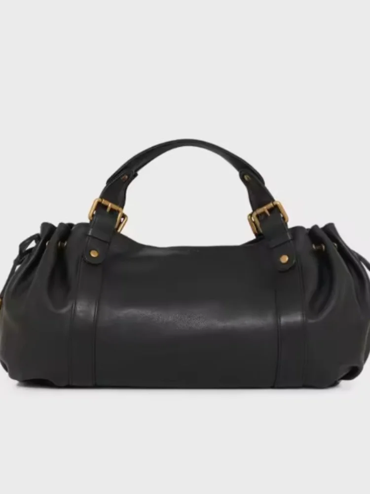 2025 جديد سعة كبيرة جلد ناعم مطوي حقيبة يد نسائية ريترو التنقل حمل حقيبة الملمس الكتف حقيبة كروسبودي