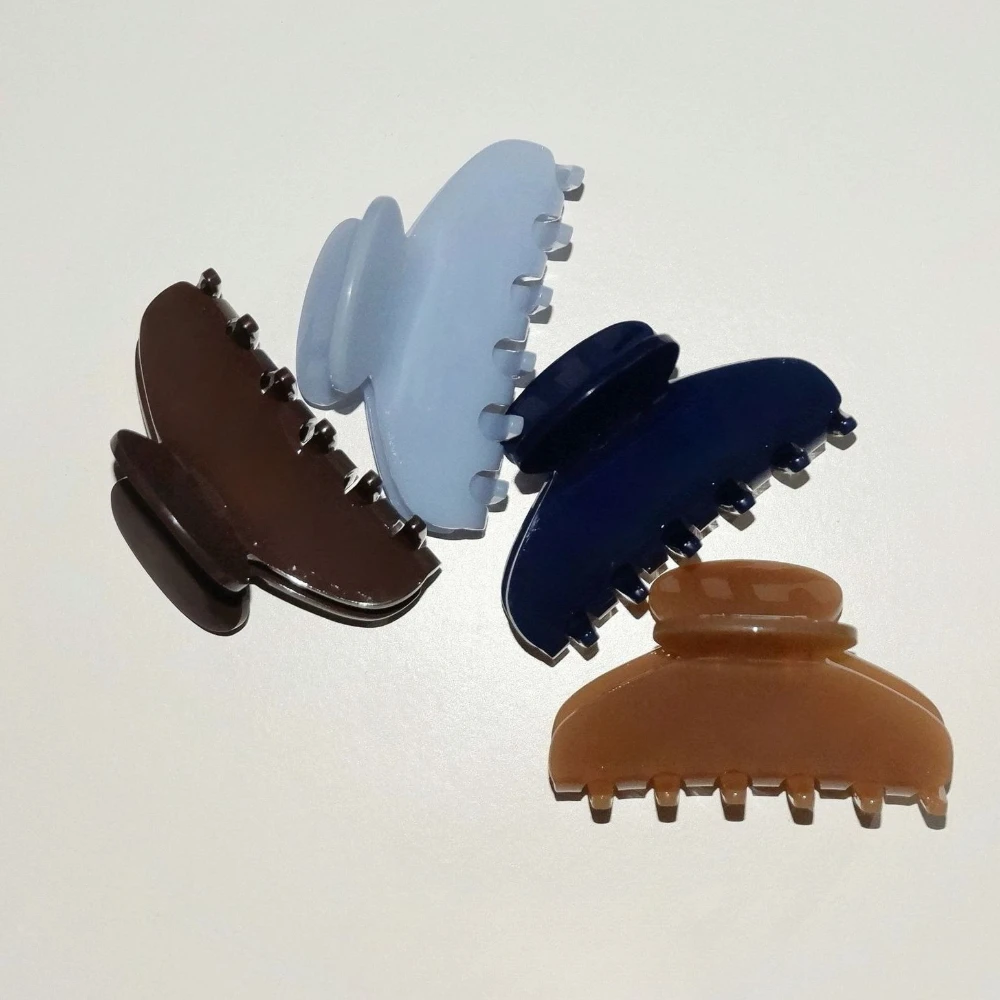 Simple Melard Color Coffee Brown Hair Claw Clip for Women Medium Size Blue Acetate Hair Clips Autumn Winter Hair Accessories