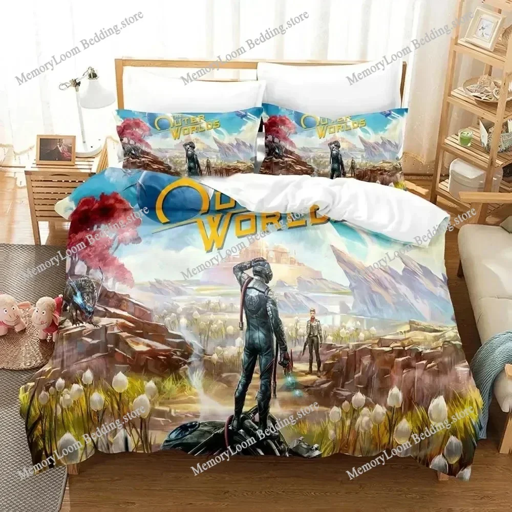 Game Cool Outer Worlds Bedding Set Boys Girls Twin/Queen/King Size Duvet Cover Pillowcase Bed Kids Adult Cozy Soft Home Textile