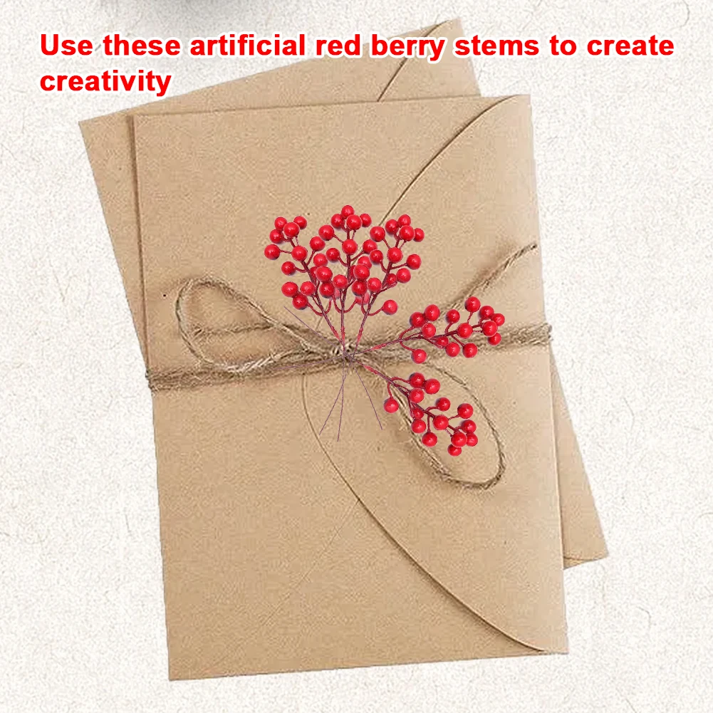 20 قطعة فروع هولي التوت الاصطناعي 8.7 بوصة سيقان هولي بيري وهمية متعددة الاستخدامات لتزيين شجرة عيد الميلاد