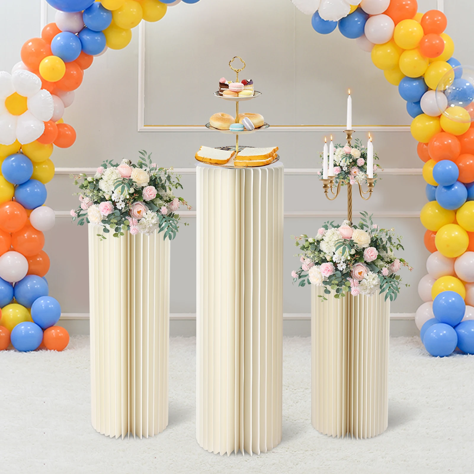 

3Pcs Wedding Centerpieces Cardboard Vases Flower Vase Flowers Stand for Party Tables Decorations Cylinder Centerpiece Stand