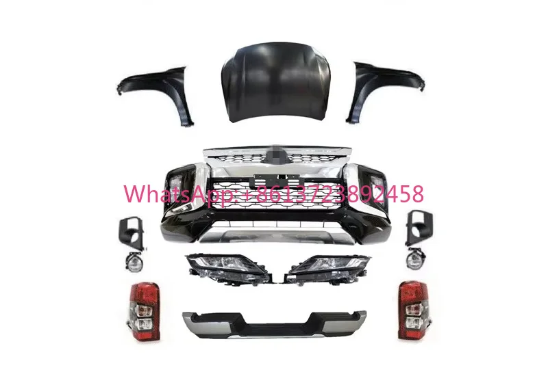 Car Front Rear Bumper Facelift Wide Conversion Bodykit Body Kit for Mitsubishi Triton L200 2015-2019 Change Upgrade to 2020 2021