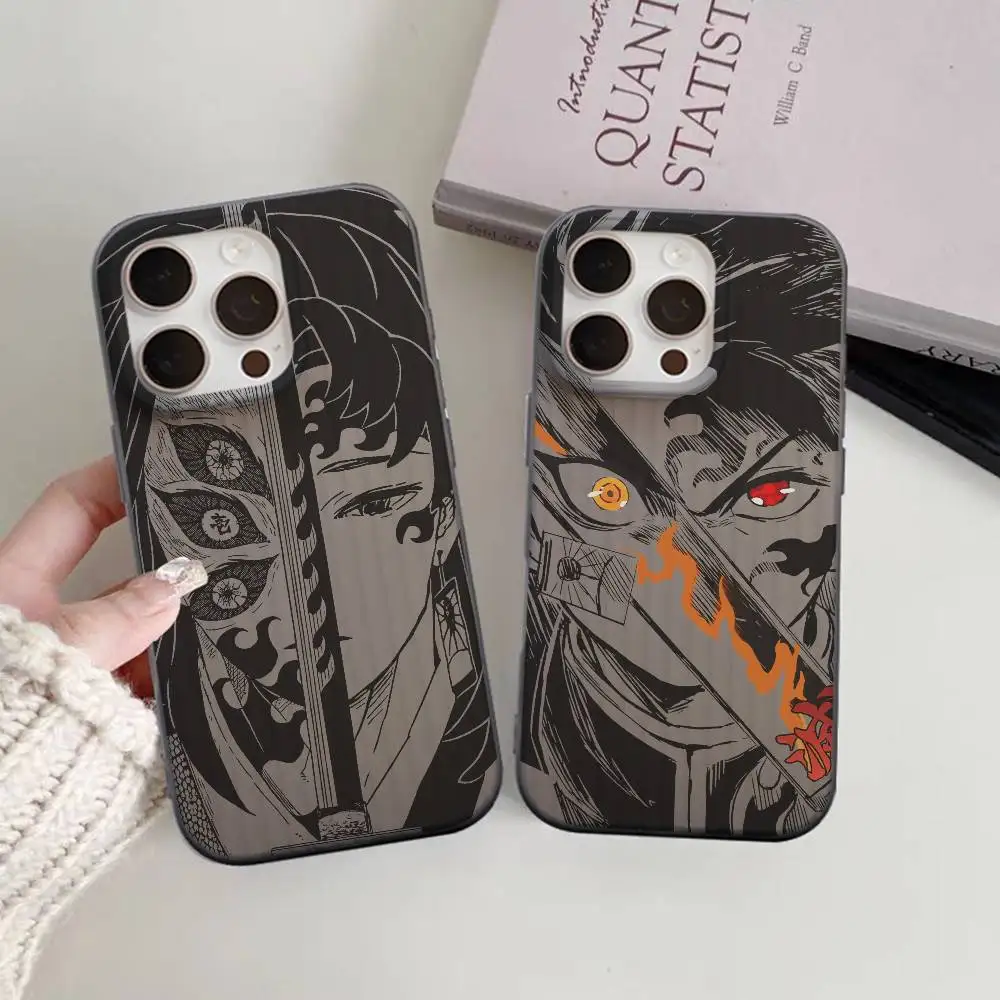 Funda de teléfono corrugada suave de Anime Demon Slayers para iPhone 11 12 13 14 15 16 17 Pro Max Plus cubierta de silicona ondulada