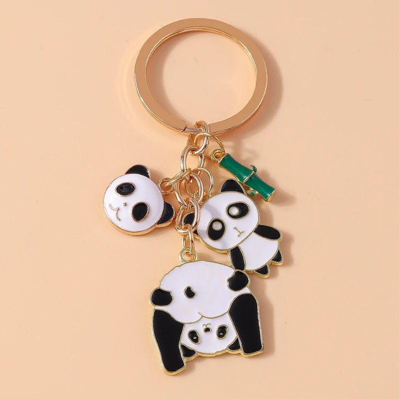 سلسلة مفاتيح باندا جميلة من المينا للرجال والنساء ، حلقة مفاتيح من الخيزران ، حامل مفتاح سيارة ، قلادة حقيبة يد ، هدية مجوهرات يدوية الصنع #3