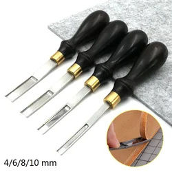 Leather Craft Skiver French Edger Skiving Machine CuttingTool Sharp Beveling 4/6/8/10mm Width Trimmer with Polished Ebony Handle