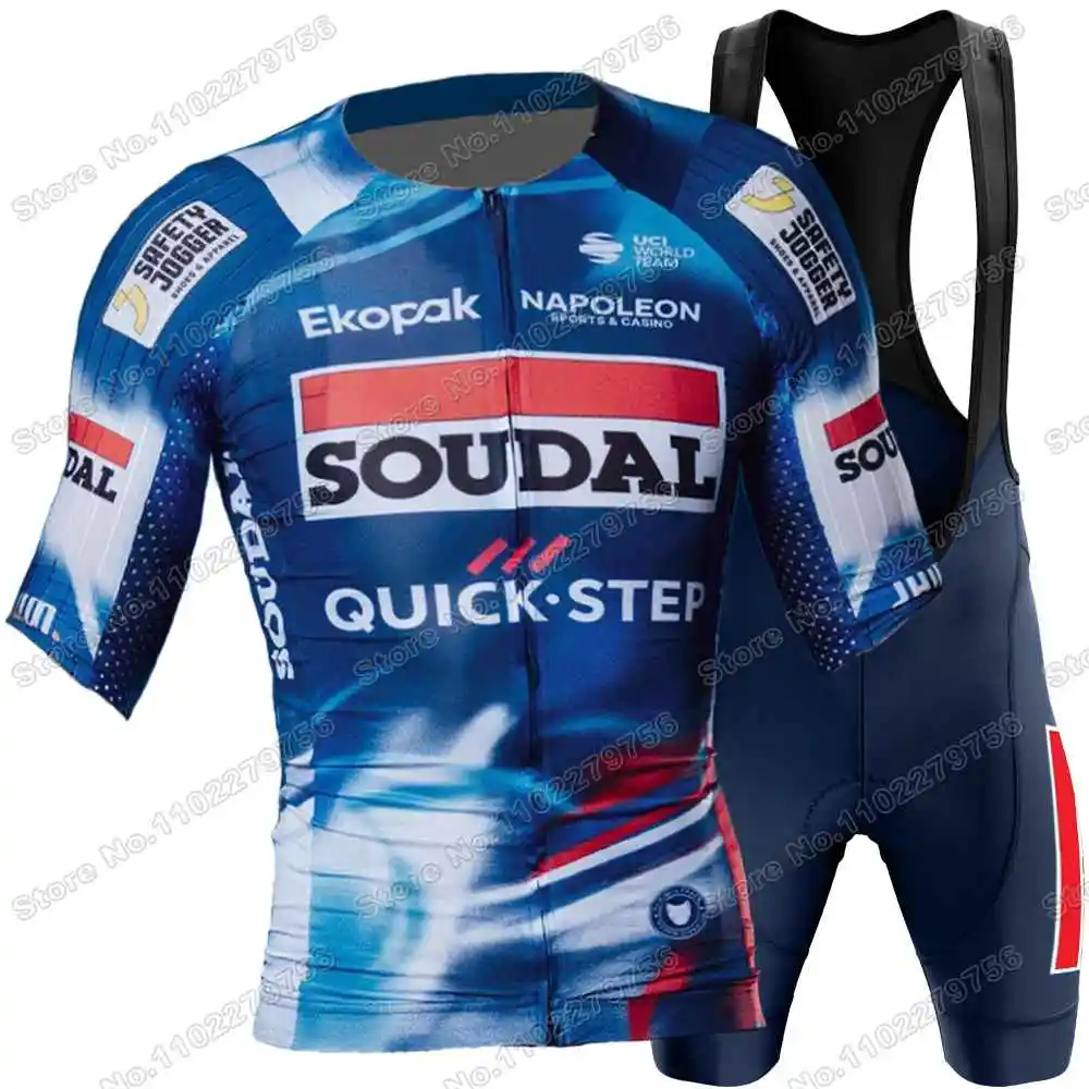 2025 Team Soudal Quick Step Cycling Jersey Set Summer Cycling Clothing Men Road Bike Shirt Suit Bicycle Bib Shorts MTB Uniform