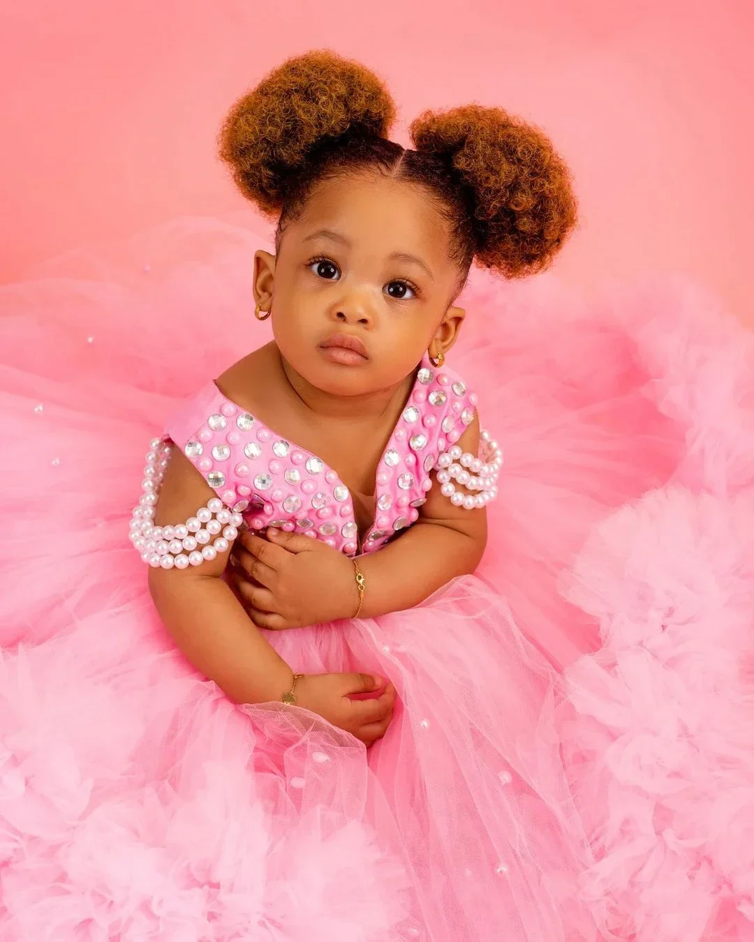 Custom light luxury dress women wedding guest gown girls wedding gown birthday party pageant pearl rhinestone tulle trailing
