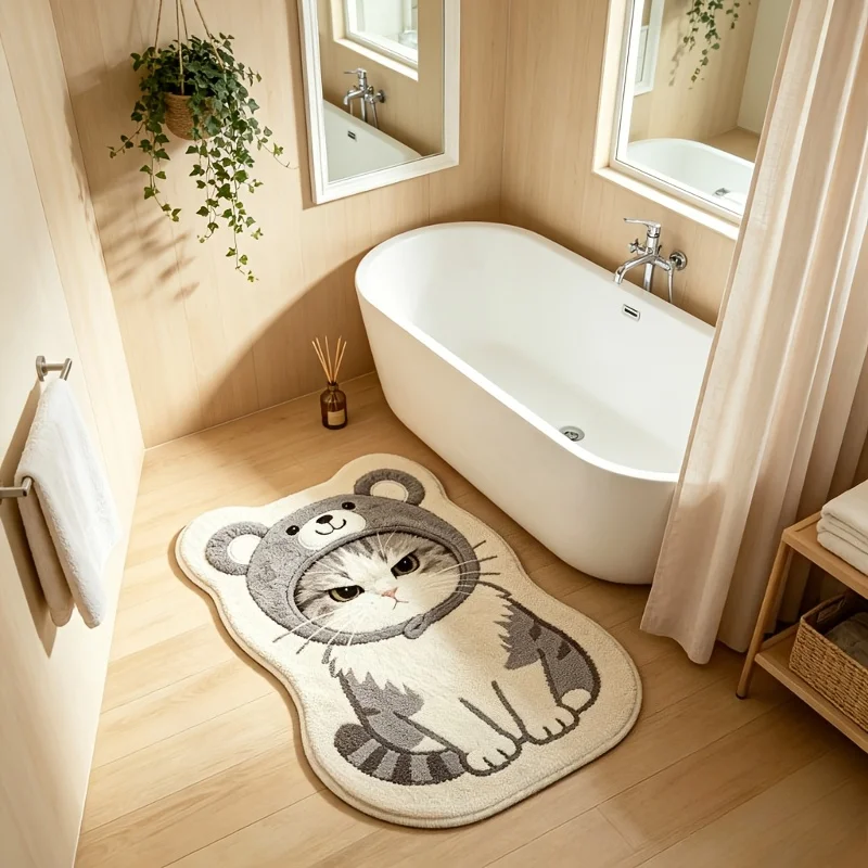 سجادة VIKAMA على شكل قطة لطيفة - مراجعة Home Bathroom Wear وسعره