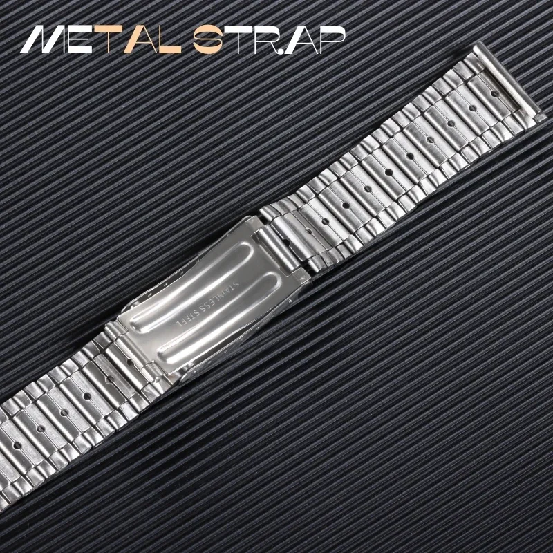 12mm 14mm 18mm 20mm Stainless Steel Watch Band Metal Bracelet Folding Clasp Silver Gold For Men Women Universal Watch Strap