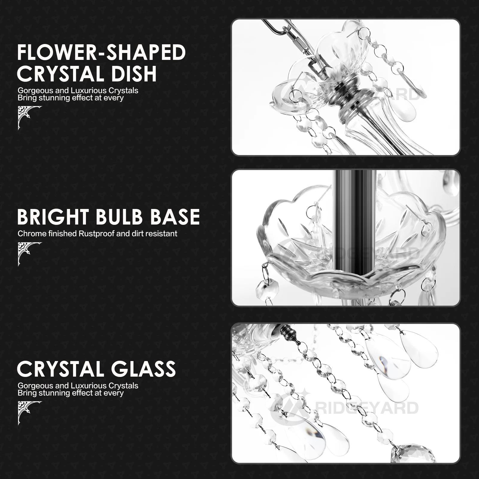 Ridgeyard Classic 6 Lights frędzle żyrandol 6 Arms Crystal Lustre lampa sufitowa do dekoracji pokoju luksusowa świeczka oświetlenie