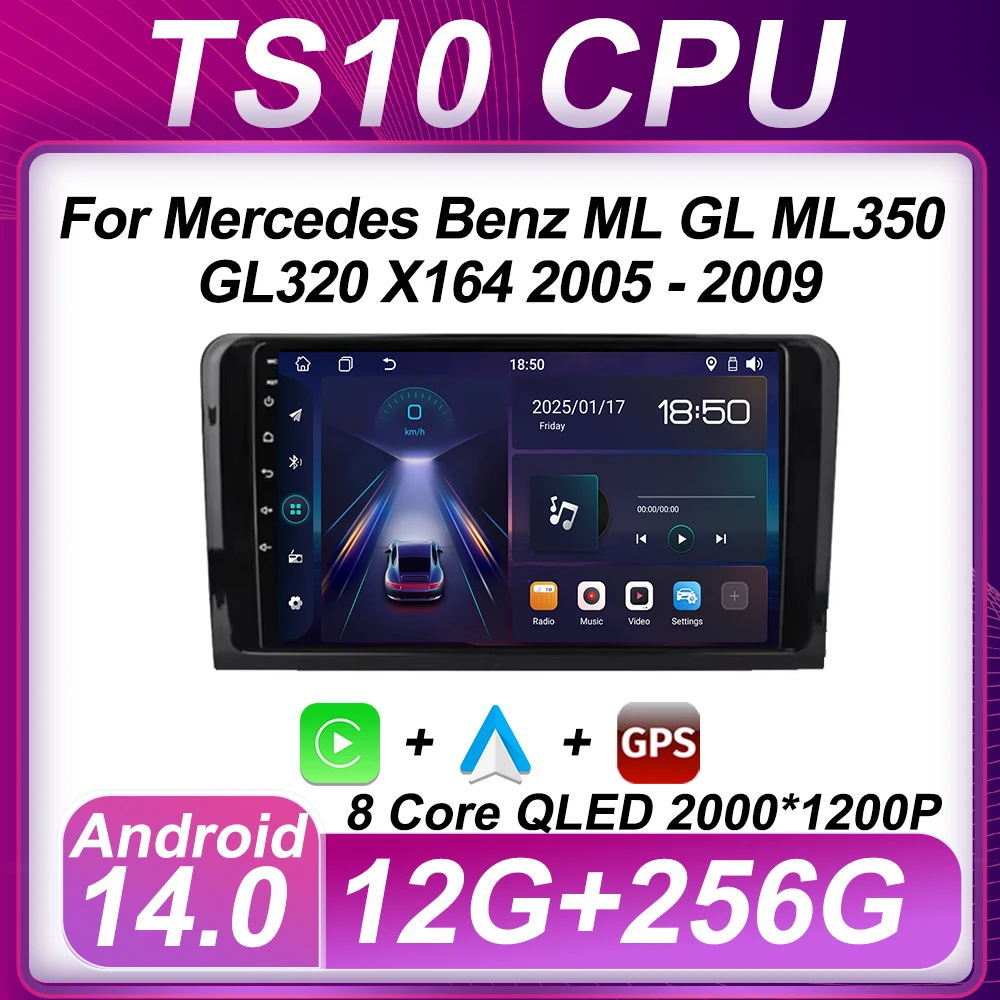 

Car Radio For Mercedes Benz ML GL ML350 GL320 X164 2005 - 2009 Multimedia Video Player Touch Screen Intelligent System 8 Core 4G
